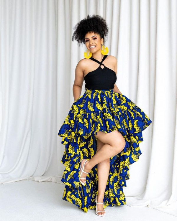 Picture yourself in this blue and yellow Chitenge Dress, perfect for the sunkissed soul