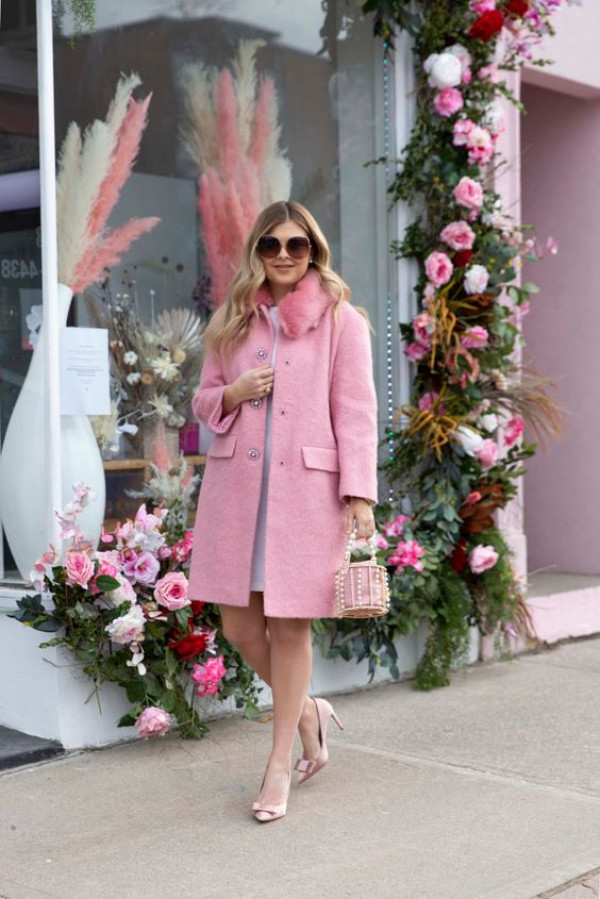 pink wool coat