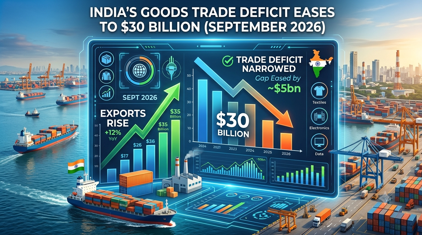 India's Goods Trade Deficit Eases to $30 Billion as Exports Rise in September 2026