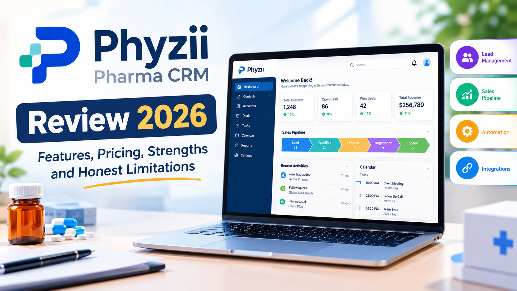 Phyzii Pharma CRM Review 2026, Features, Pricing, Strengths and Honest Limitations.