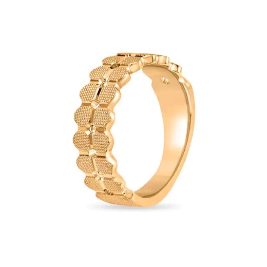 A gold ring with a pattern on it

Description automatically generated with low confidence